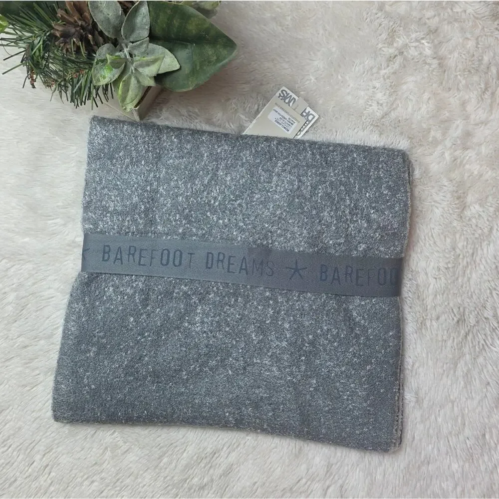 🚨NEW BAREFOOT DREAMS Cozychic Lite Confetti Scarf Gray Soft